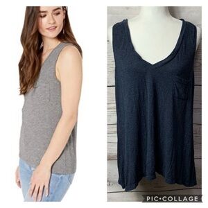 Max Studio V-Neck Pocket Tee Tank